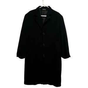 Men’s Weatherproof Garment Co Black Cashmere Blend Single Breasted Overcoat 40R